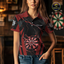 Load image into Gallery viewer, Custom Thunder Lightning Darts Polo &amp; 1/4 Zip Shirt For Women Red Darts Thunder Team Jerseys NYN2889