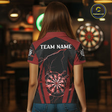 Load image into Gallery viewer, Custom Thunder Lightning Darts Polo &amp; 1/4 Zip Shirt For Women Red Darts Thunder Team Jerseys NYN2889