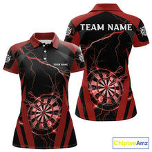 Load image into Gallery viewer, Custom Thunder Lightning Darts Polo &amp; 1/4 Zip Shirt For Women Red Darts Thunder Team Jerseys NYN2889
