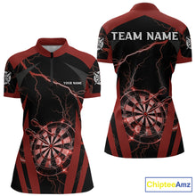 Load image into Gallery viewer, Custom Thunder Lightning Darts Polo &amp; 1/4 Zip Shirt For Women Red Darts Thunder Team Jerseys NYN2889