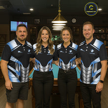 Load image into Gallery viewer, Custom Flame 8 Ball Pool Women Billiard Ball Shirts Gradient Blue &amp; Silver Billiard Pool Jerseys NYN2895