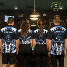Load image into Gallery viewer, Custom Flame 8 Ball Pool Women Billiard Ball Shirts Gradient Blue &amp; Silver Billiard Pool Jerseys NYN2895