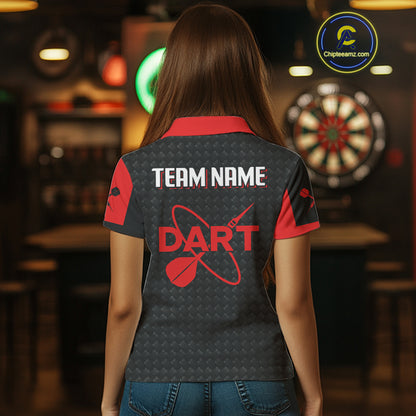 Women's Custom Dart Shirt - Maroon & Black Pattern With Bold Darts | Personalized Name NYN0326