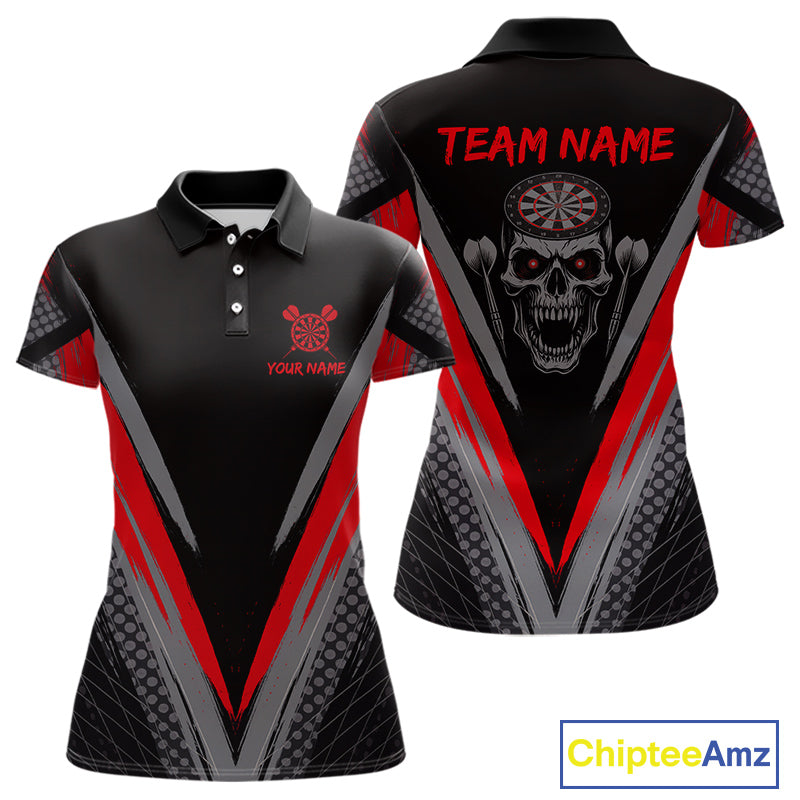 Custom Multi-Skull Lightning Blue Dartboard Dart Women Polo Jerseys Grim Reaper Dart Shirts NYN1739