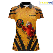 Load image into Gallery viewer, Custom Yellow Claws Pattern Darts Women Polo 14-Zip Shirt, Funny Parrot Darts Team Attire NYN3120