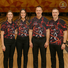 Load image into Gallery viewer, Thunder Lightning Dragon Bowling Shirt For Women Custom Fire Flame Bowling Team Outfits | Red NYN3282