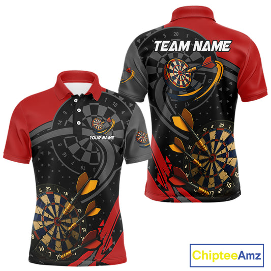 Cracked Dartboard & Dart Arrows Red Darts Shirt For Men - Custom Name & Team NYN0603