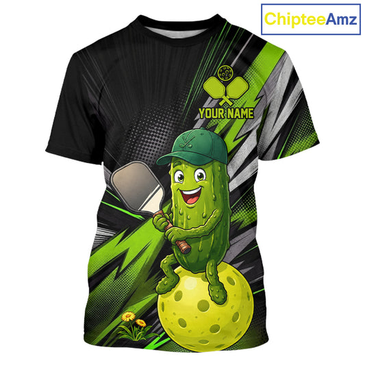 Custom  Funny Pickleball T-Shirts For Men, Grunge Pickle Playing Pickleball Tournament Shirt NYN3858