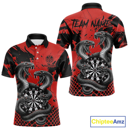 Black And Red Multi Cobra Grunge Dartboard Custom Men Polo Darts Shirt Dart Gifts NYN2018