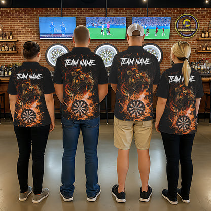 Custom Orange Horror Tiger Grunge Men Darts Polo League Shirts Splatter Dart Jerseys NYN2251