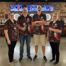 Load image into Gallery viewer, Black &amp; Red Grunge Light Caro Skeleton Men Darts 1/4-Zip Shirt Custom Funny Dart Team Jerseys NYN2539