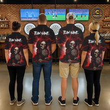 Load image into Gallery viewer, Black &amp; Red Grunge Light Caro Skeleton Men Darts 1/4-Zip Shirt Custom Funny Dart Team Jerseys NYN2539