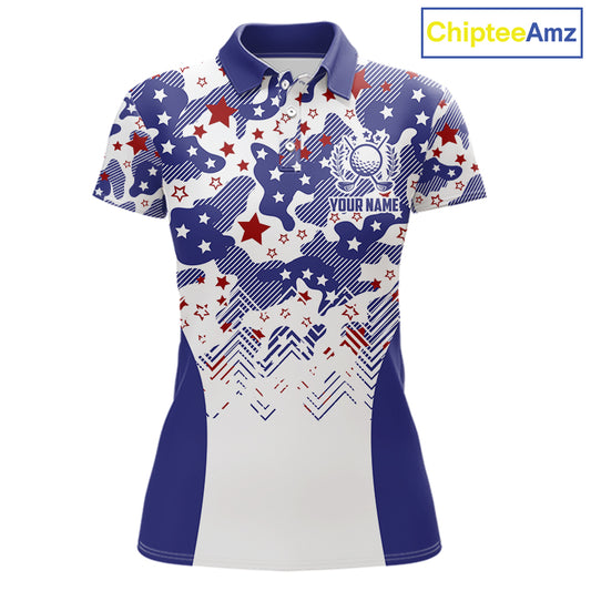 Womens Golf Polo Shirt Camouflage US Flag Custom Patriotic Golf Team Shirts For Women, Golf Gifts NYN2916
