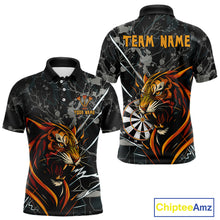 Load image into Gallery viewer, Custom Men's Dart Team Shirt - Fierce Tiger &amp; Dartboard - Personalized Name &amp; Team NYN0334