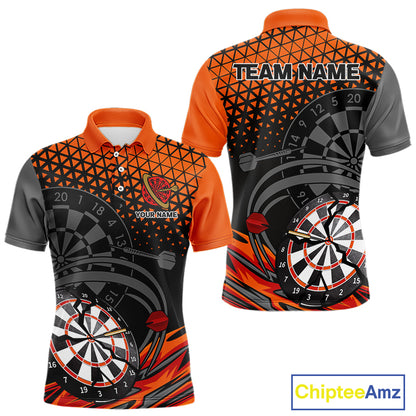 Modern Tangerine & Black Geometric Dartboard - Custom Men's Darts Jersey With Name NYN0338