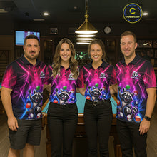 Load image into Gallery viewer, Funny Raccoon 8 Ball Pool Pink &amp; Blue Smokes Women Polo Shirts Custom Billiard Apparel, Billiard Gifts NYN3295