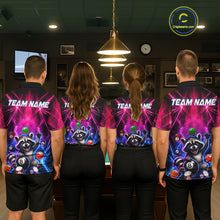 Load image into Gallery viewer, Funny Raccoon 8 Ball Pool Pink &amp; Blue Smokes Women Polo Shirts Custom Billiard Apparel, Billiard Gifts NYN3295