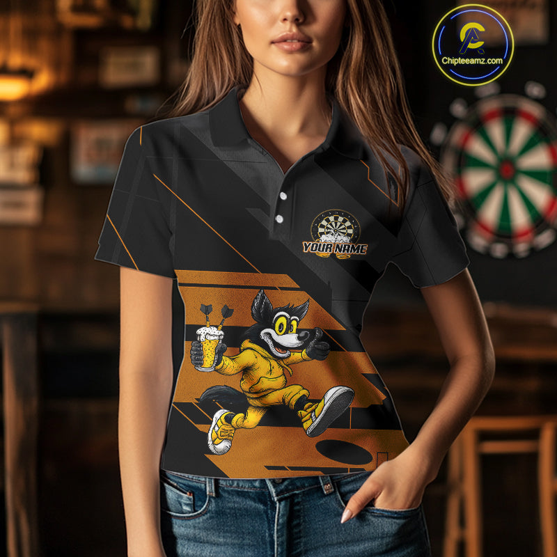 Wolf Play Darts & Beer Custom Funny Dart Polo Shirts For Women, Dart Team Jerseys NYN0797