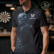 Load image into Gallery viewer, Custom Patriotic Men Darts Shirt Personalized US Flag Skull Dartboard Outfit Dart Team Shirts NYN1168