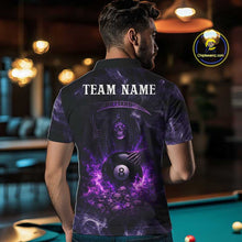 Load image into Gallery viewer, Purple Grim Reaper Billiard Shirts For Men Custom Smoke Skull Flame League Billiard Jerseys NYN2919