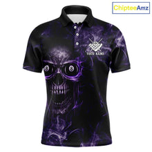 Load image into Gallery viewer, Purple Grim Reaper Billiard Shirts For Men Custom Smoke Skull Flame League Billiard Jerseys NYN2919