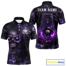 Load image into Gallery viewer, Purple Grim Reaper Billiard Shirts For Men Custom Smoke Skull Flame League Billiard Jerseys NYN2919