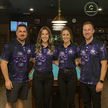 Load image into Gallery viewer, Purple Grim Reaper Billiard Shirts For Men Custom Smoke Skull Flame League Billiard Jerseys NYN2919