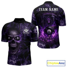 Load image into Gallery viewer, Purple Grim Reaper Billiard Shirts For Men Custom Smoke Skull Flame League Billiard Jerseys NYN2919