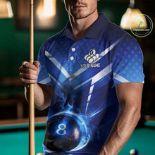 Load image into Gallery viewer, Personalized Blue &amp; Silver Billiard 3D Shirts For Men Ball 8 Flame Billiard Jerseys For Gifts NYN2923