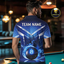 Load image into Gallery viewer, Personalized Blue &amp; Silver Billiard 3D Shirts For Men Ball 8 Flame Billiard Jerseys For Gifts NYN2923