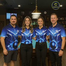 Load image into Gallery viewer, Personalized Blue &amp; Silver Billiard 3D Shirts For Men Ball 8 Flame Billiard Jerseys For Gifts NYN2923