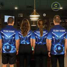 Load image into Gallery viewer, Personalized Blue &amp; Silver Billiard 3D Shirts For Men Ball 8 Flame Billiard Jerseys For Gifts NYN2923
