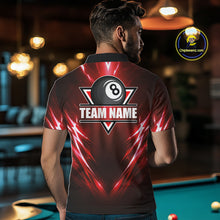 Load image into Gallery viewer, Black And Red 8 Ball Pool Billiard Shirts For Men Custom Lightning Pool Team Billiard Jersey NYN2925
