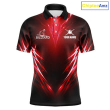 Load image into Gallery viewer, Black And Red 8 Ball Pool Billiard Shirts For Men Custom Lightning Pool Team Billiard Jersey NYN2925