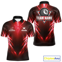 Load image into Gallery viewer, Black And Red 8 Ball Pool Billiard Shirts For Men Custom Lightning Pool Team Billiard Jersey NYN2925