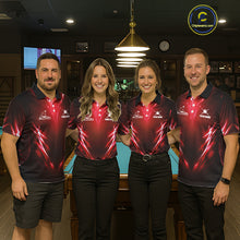 Load image into Gallery viewer, Black And Red 8 Ball Pool Billiard Shirts For Men Custom Lightning Pool Team Billiard Jersey NYN2925