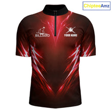 Load image into Gallery viewer, Black And Red 8 Ball Pool Billiard Shirts For Men Custom Lightning Pool Team Billiard Jersey NYN2925