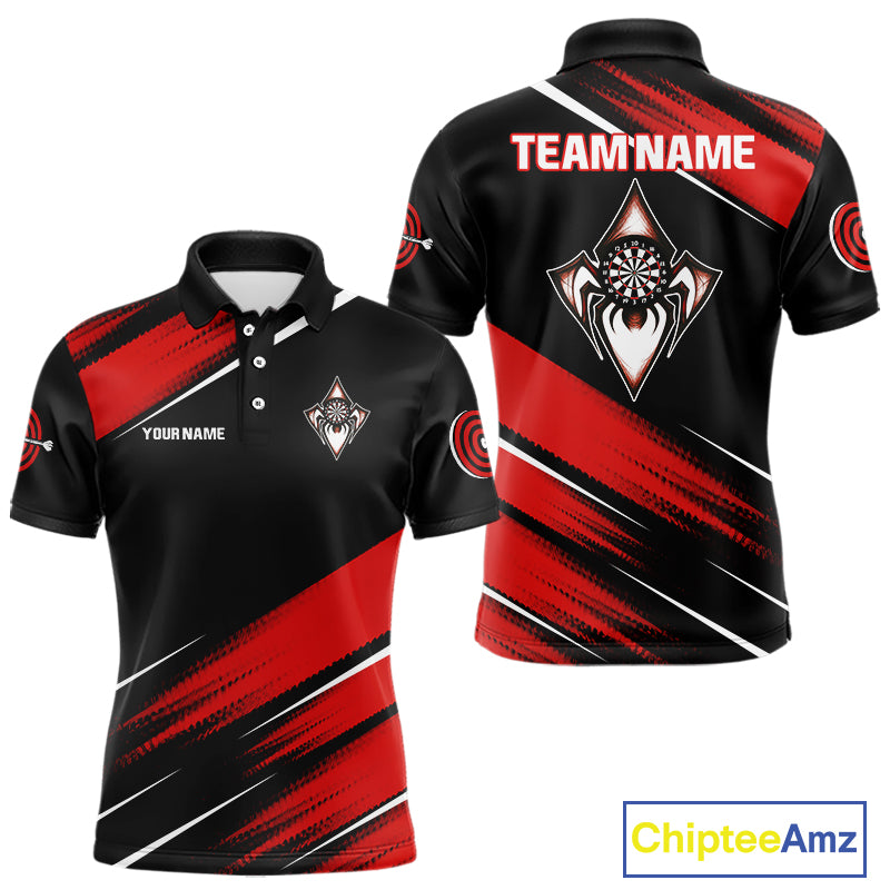 Black And Red Darts Spider Shirt - Custom Team & Player Name - Men’s Darts Shirt NYN0350
