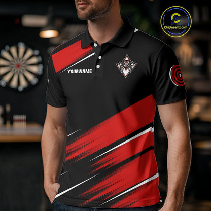 Black And Red Darts Spider Shirt - Custom Team & Player Name - Men’s Darts Shirt NYN0350