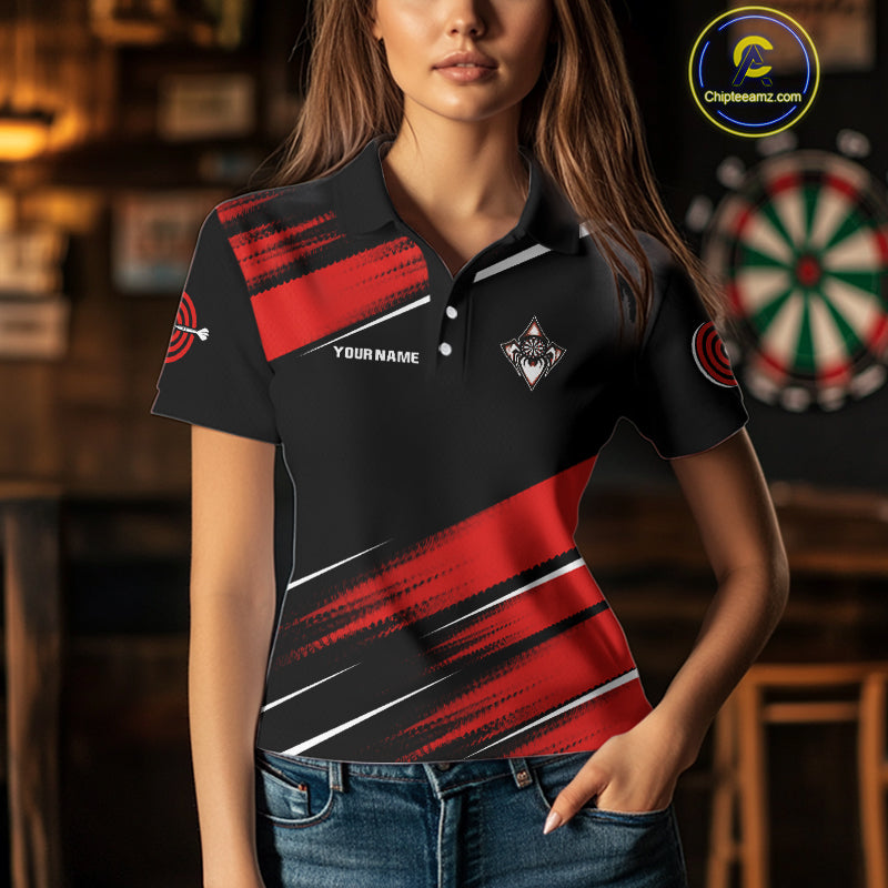 Black And Red Darts Spider Shirt - Custom Team & Player Name - Women’s Darts Shirt NYN0350