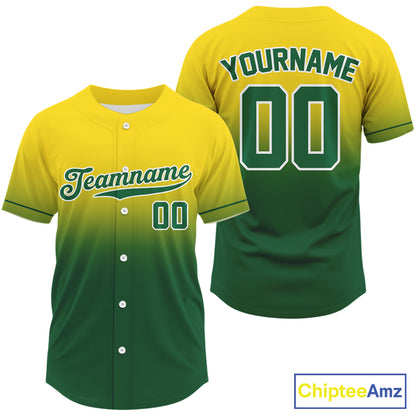 Custom Men Baseball Jersey Personalized Green-Yellow Baseball Jerseys For Newborns NYN1190