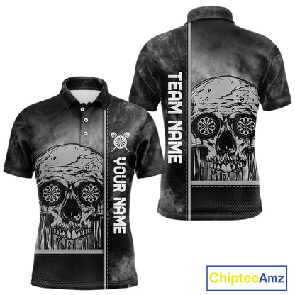 Custom Black And Grey Smokes Skull Dartboard Dart Shirts For Men Dart Team Jerseys NYN0067