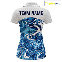 Load image into Gallery viewer, Women Golf Clothing Blue Fluid Pattern Golf Polo Shirt Custom White Golf Ball Golf Upf Shirts NYN2929
