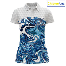 Load image into Gallery viewer, Women Golf Clothing Blue Fluid Pattern Golf Polo Shirt Custom White Golf Ball Golf Upf Shirts NYN2929