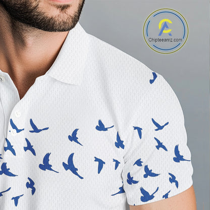 Mens Funny Golf Shirts Waving Pattern Golf Clothing Custom Shark Golf Polo, Best Golf Gifts NYN2934