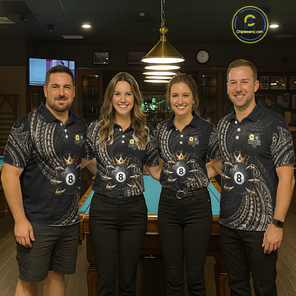 Tribal Pattern Billiard Shirts For Women Custom  Skull Crown 8 Ball And 9 Ball Billiard Team Jersey NYN3134