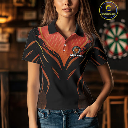 Custom Women's Dart Shirt With Orange Tiger Dartboard - Custom Team & Player Name NYN0358