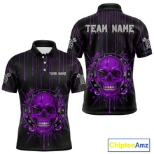 Load image into Gallery viewer, Custom Purple Dripping Horror Skull Dartboard Dart Men Polo Jerseys Dart Team Shirts NYN1757