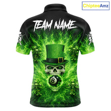Load image into Gallery viewer, Flaming Shamrock Skull Pool 8 Ball Men Billiard Shirt Custom St Patrick's Day Billiard Team Attire NYN2561