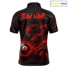 Load image into Gallery viewer, Horror Wolfs Red Flames Smoke Pool 8 Ball Men Billiard Shirt Custom Ball Billiard Team Attire NYN2562